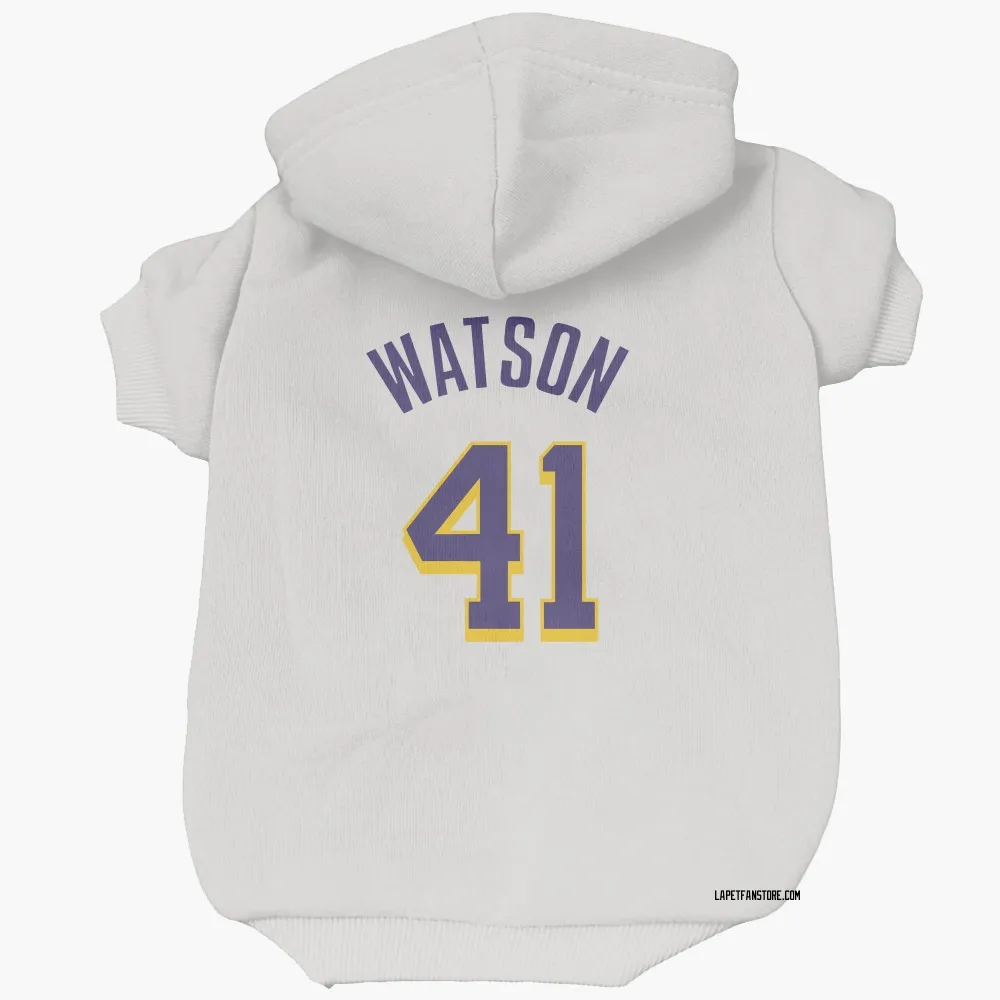 Los Angeles Lakers Anton Watson White Purple Pet Hoodie for Dog & Cat