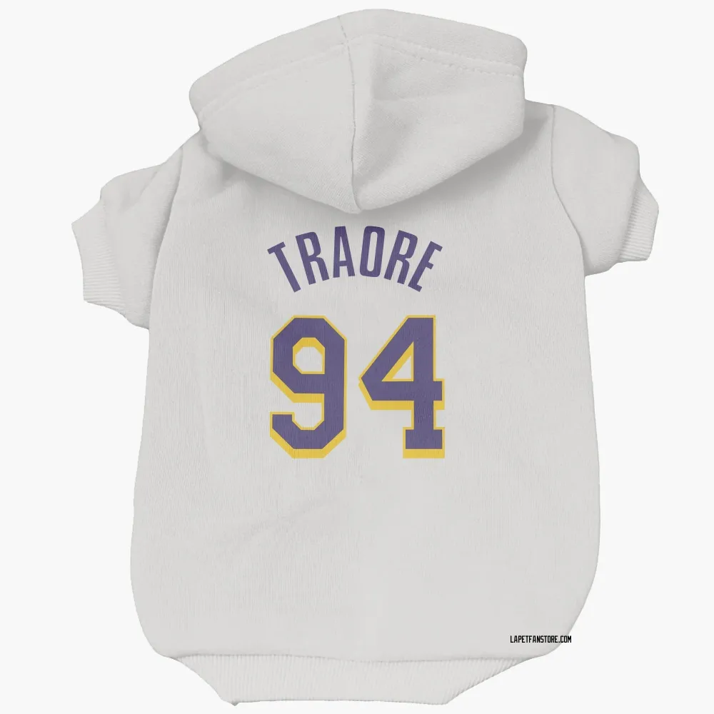 Los Angeles Lakers Armel Traore White Purple Pet Hoodie for Dog & Cat