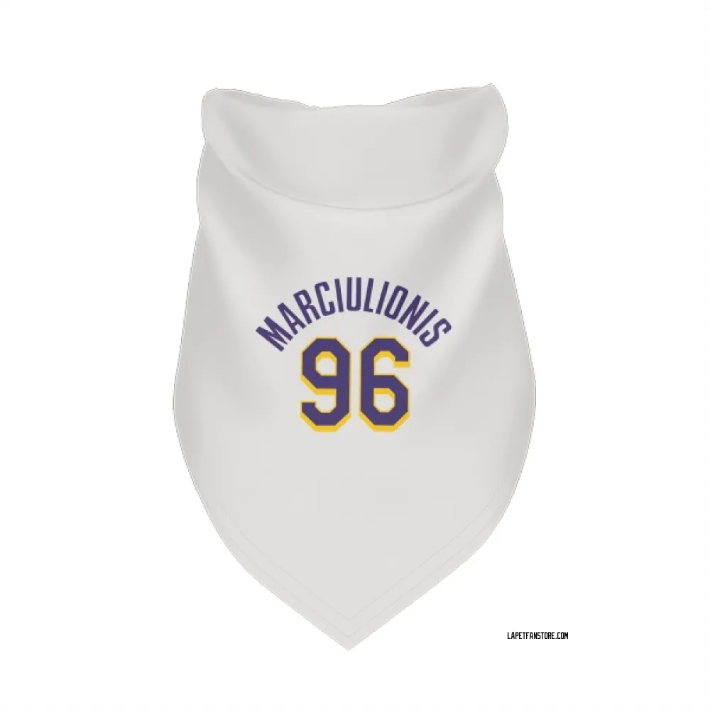 Los Angeles Lakers Augustas Marciulionis White Purple Pet Bandana for Dog & Cat