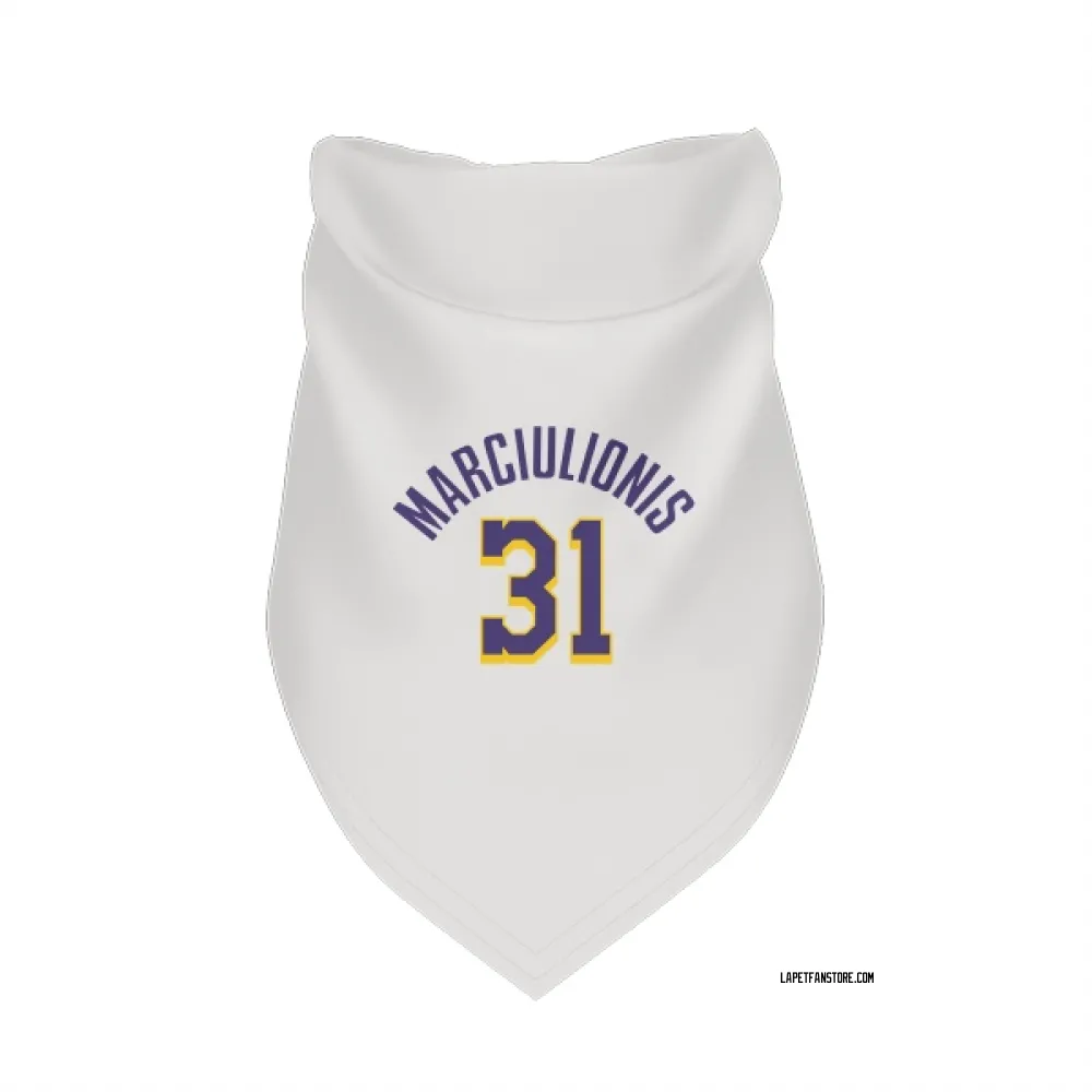 Los Angeles Lakers Augustas Marciulionis White Purple Pet Bandana for Dog & Cat