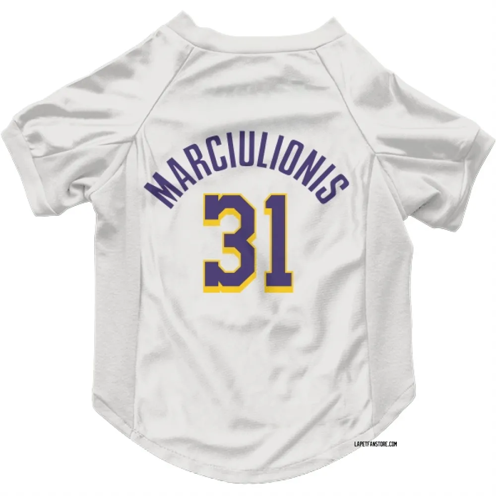 Los Angeles Lakers Augustas Marciulionis White Purple Pet Jersey for Dog & Cat