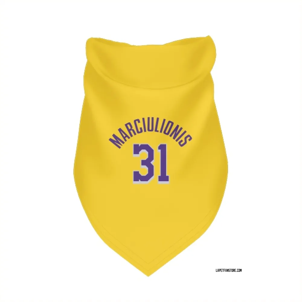 Los Angeles Lakers Augustas Marciulionis Yellow Pet Bandana for Dog & Cat