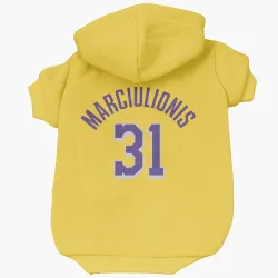 Los Angeles Lakers Augustas Marciulionis Yellow Pet Hoodie for Dog & Cat