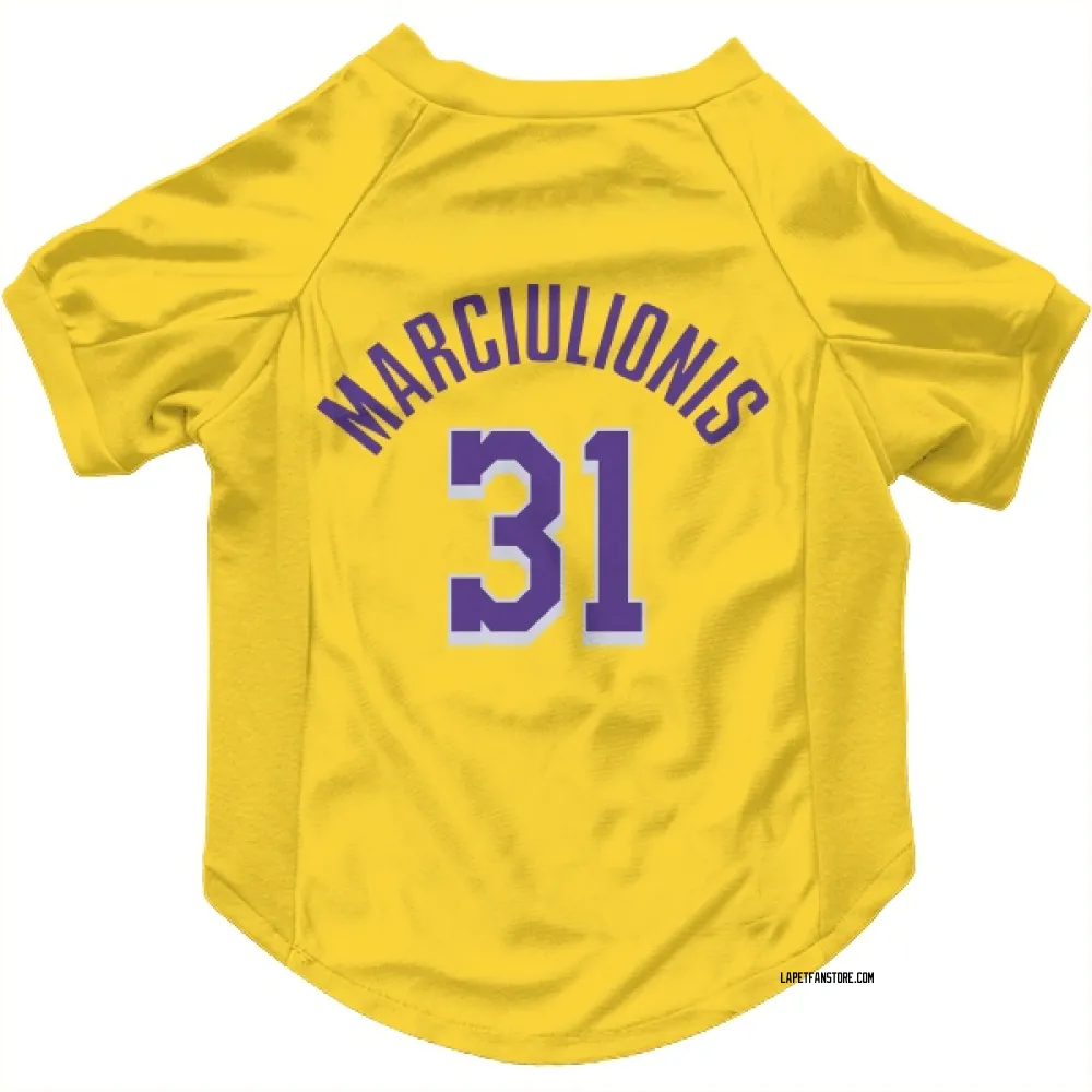 Los Angeles Lakers Augustas Marciulionis Yellow Pet Jersey for Dog & Cat