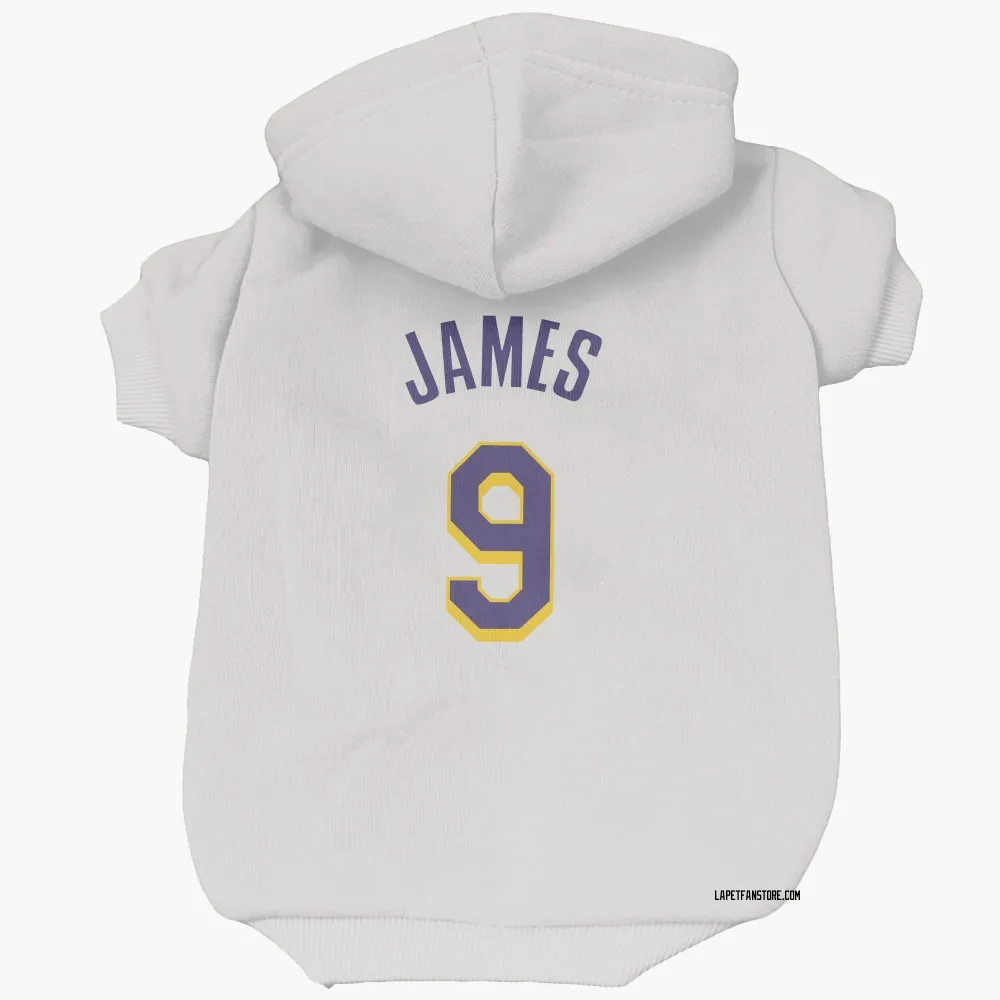 Los Angeles Lakers Bronny James White Purple Pet Hoodie for Dog & Cat