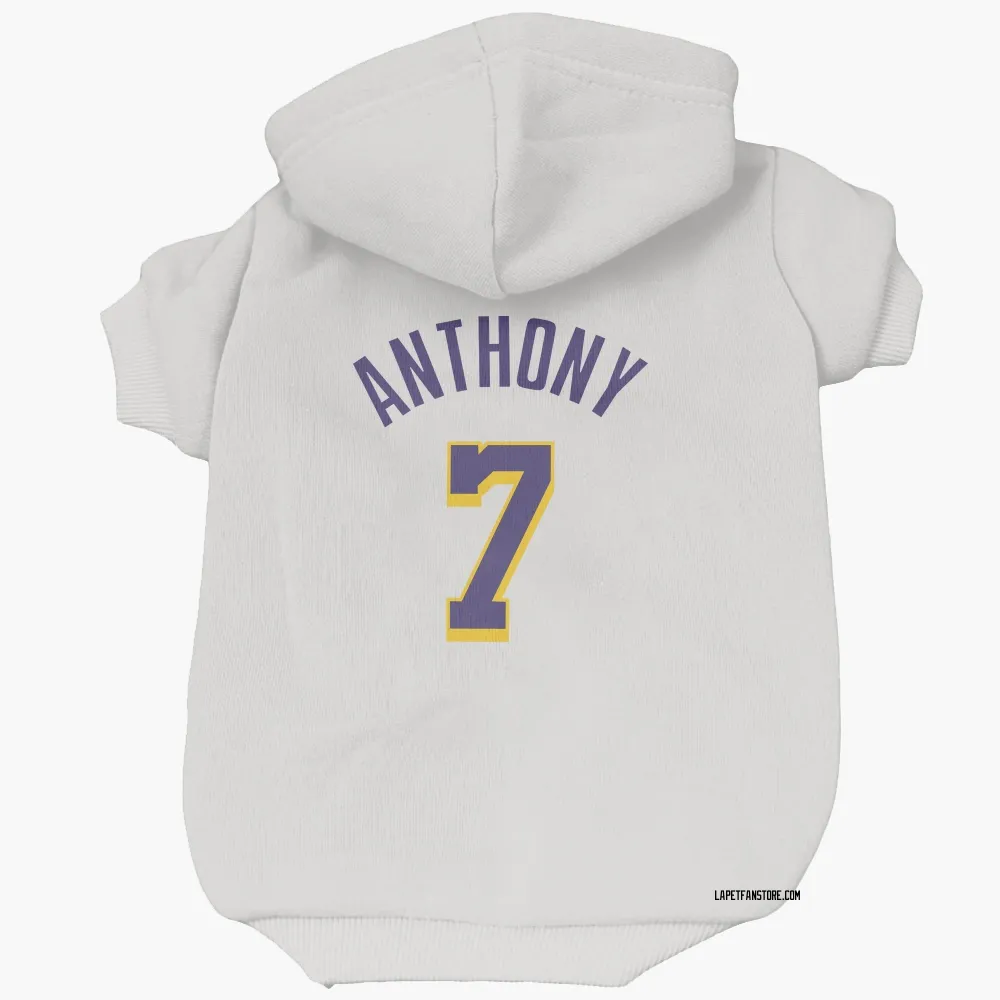 Los Angeles Lakers Carmelo Anthony White Purple Pet Hoodie for Dog & Cat