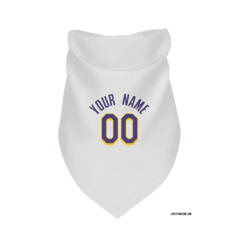 Los Angeles Lakers Custom White Purple Pet Bandana for Dog & Cat