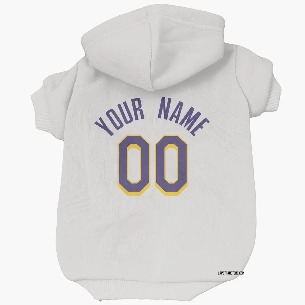 Los Angeles Lakers Custom White Purple Pet Hoodie for Dog & Cat