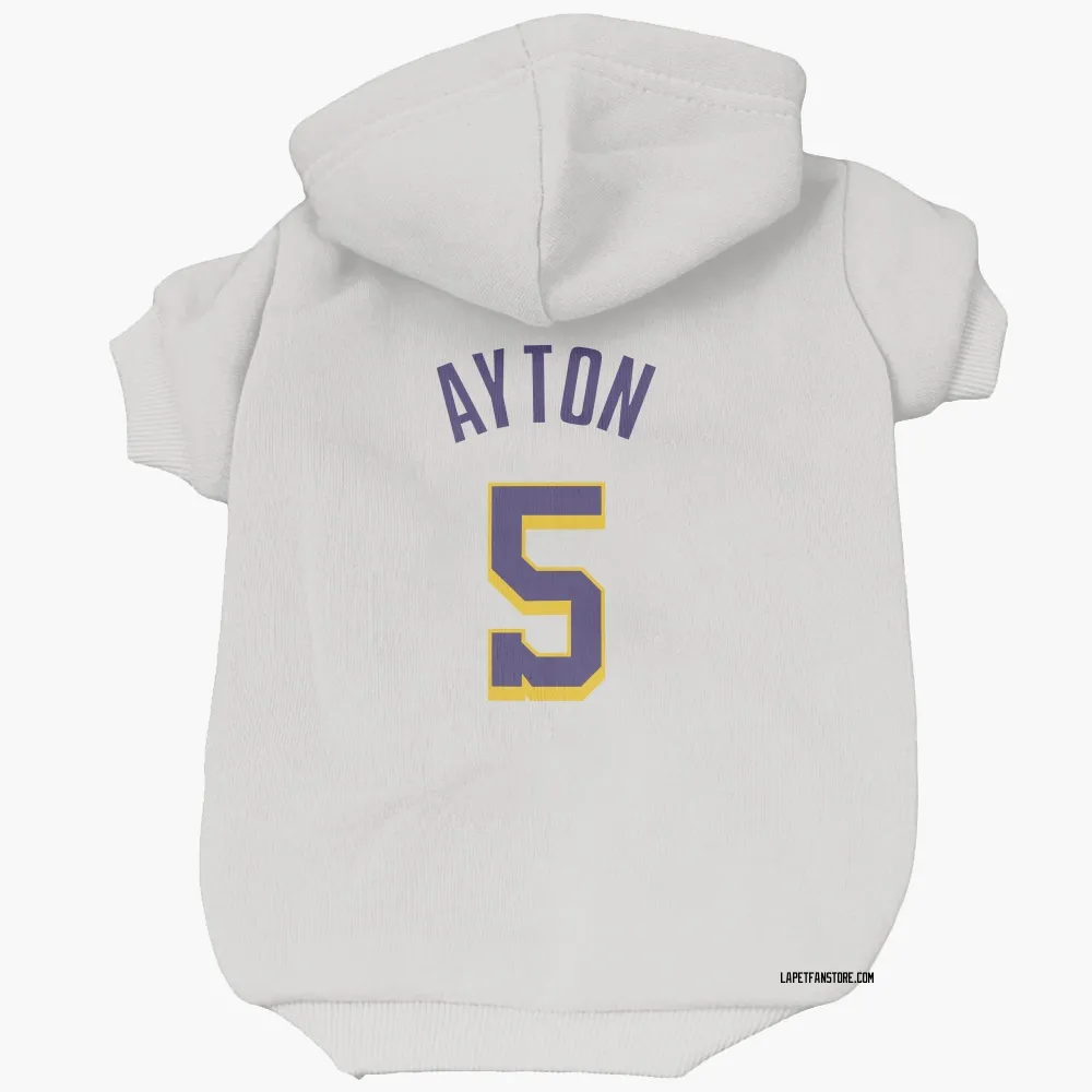 Los Angeles Lakers Deandre Ayton White Purple Pet Hoodie for Dog & Cat