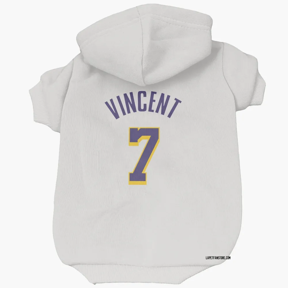 Los Angeles Lakers Gabe Vincent White Purple Pet Hoodie for Dog & Cat