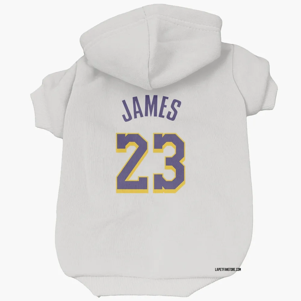 Los Angeles Lakers LeBron James White Purple Pet Hoodie for Dog & Cat