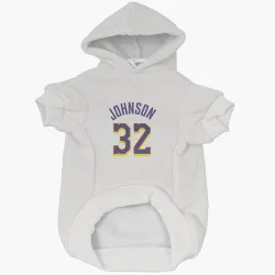 Los Angeles Lakers Magic Johnson White Purple Pet Hoodie for Dog & Cat