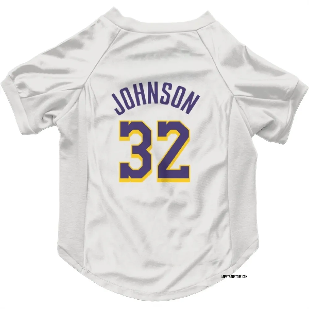 Los Angeles Lakers Magic Johnson White Purple Pet Jersey for Dog & Cat