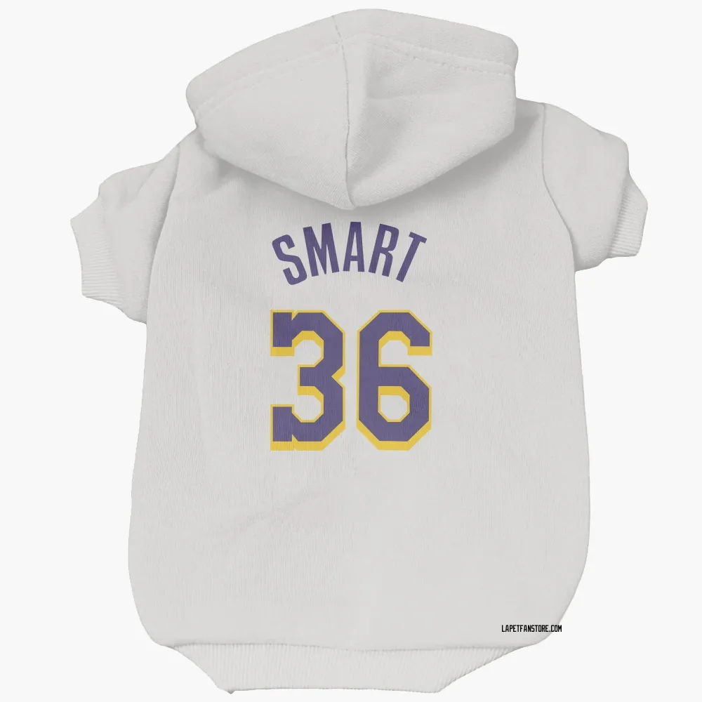 Los Angeles Lakers Marcus Smart White Purple Pet Hoodie for Dog & Cat