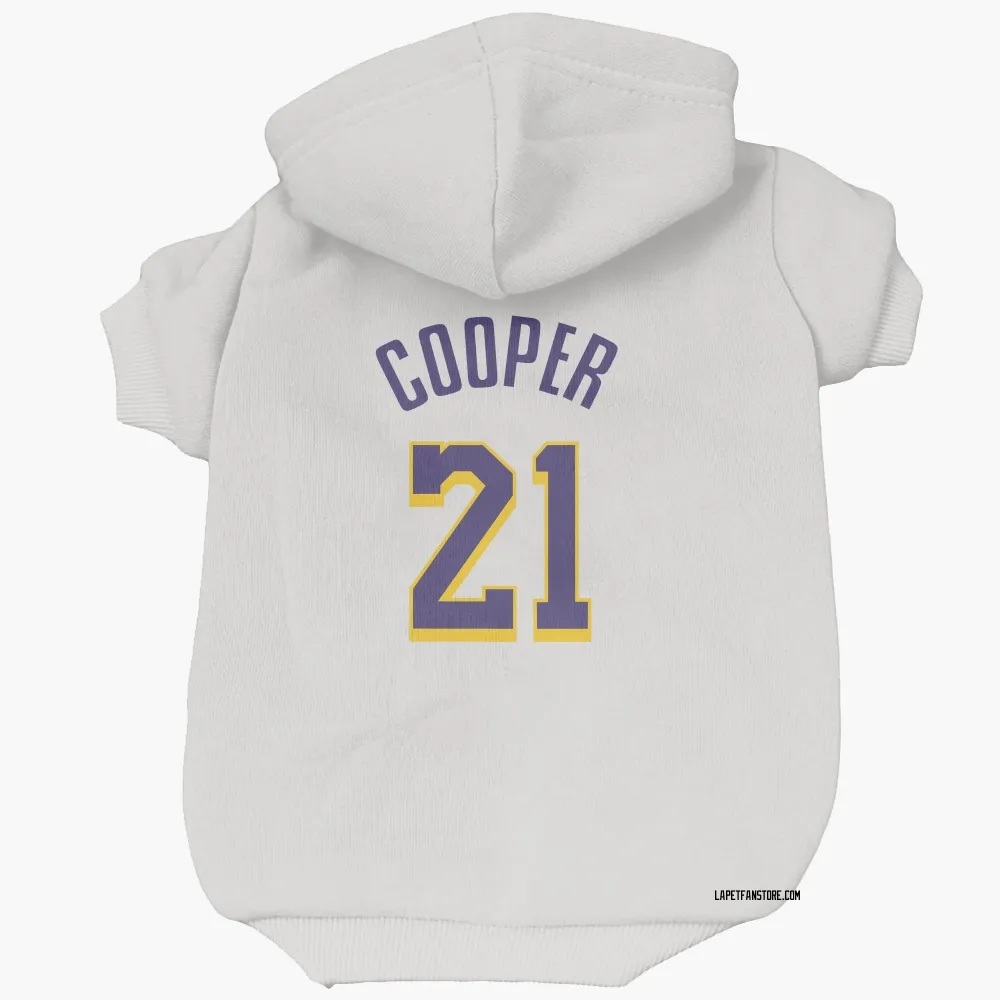 Los Angeles Lakers Michael Cooper White Purple Pet Hoodie for Dog & Cat
