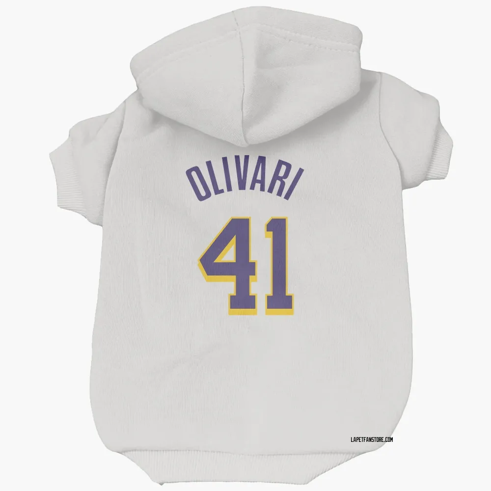 Los Angeles Lakers Quincy Olivari White Purple Pet Hoodie for Dog & Cat