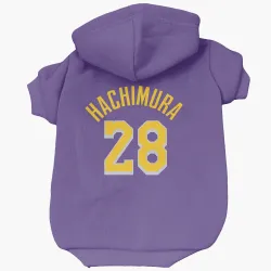 Los Angeles Lakers Rui Hachimura Purple Pet Hoodie for Dog & Cat