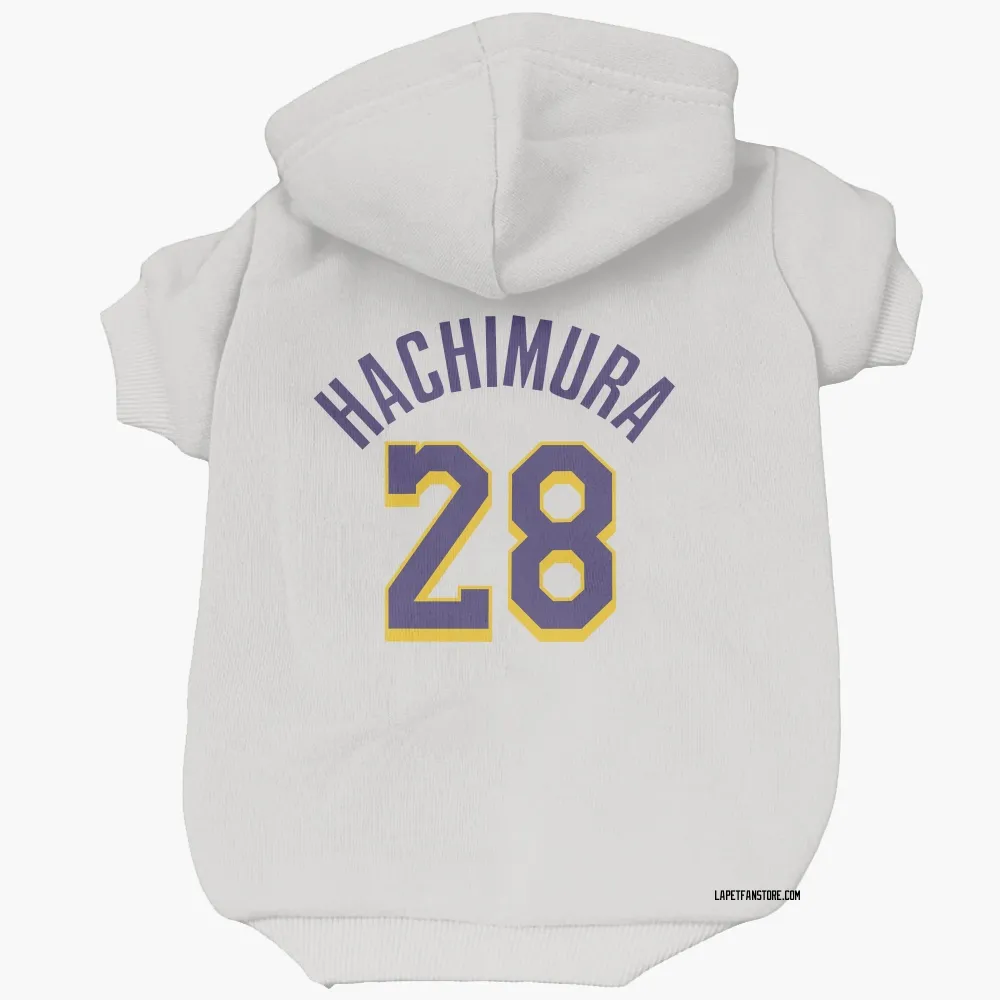Los Angeles Lakers Rui Hachimura White Purple Pet Hoodie for Dog & Cat