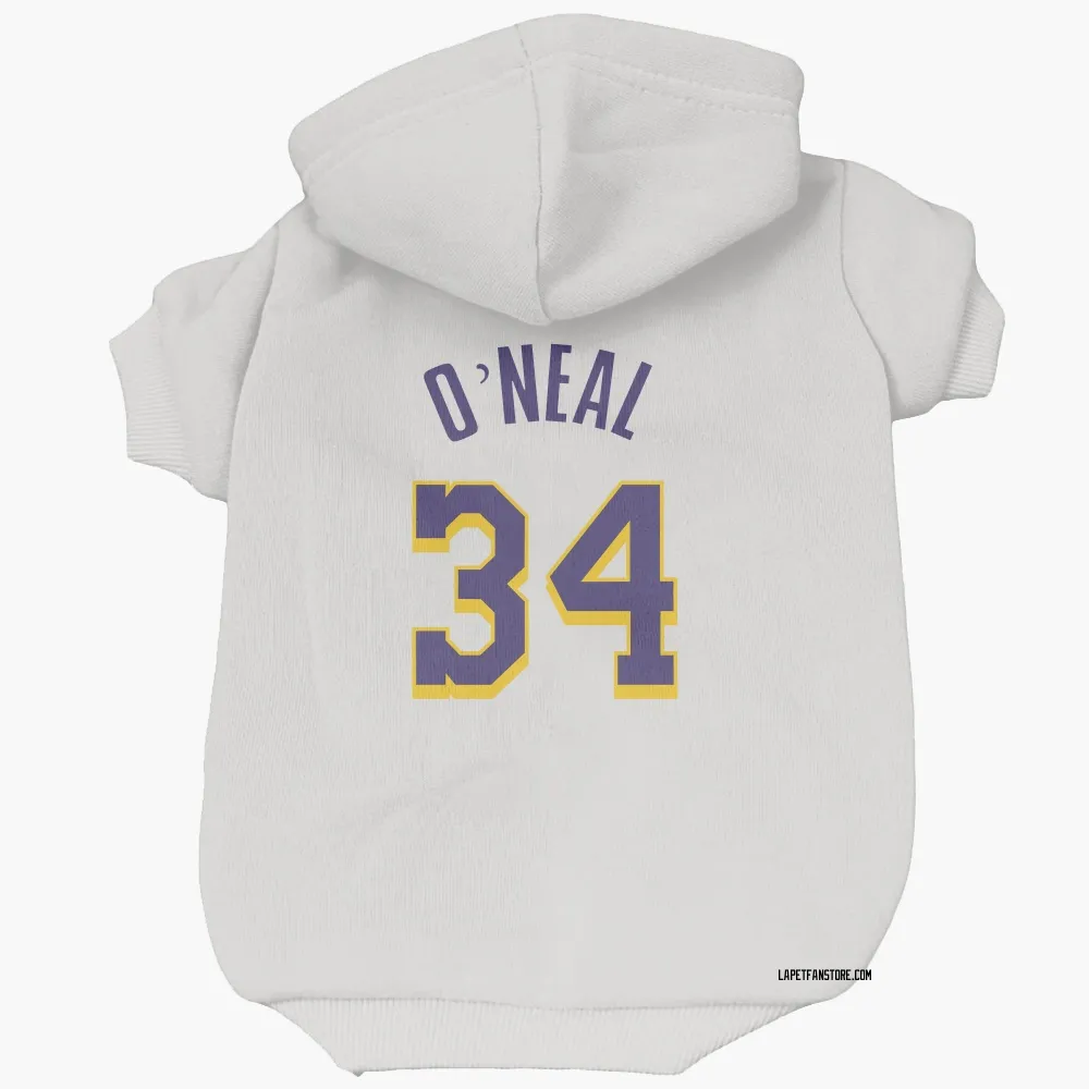 Los Angeles Lakers Shaquille O'Neal White Purple Pet Hoodie for Dog & Cat