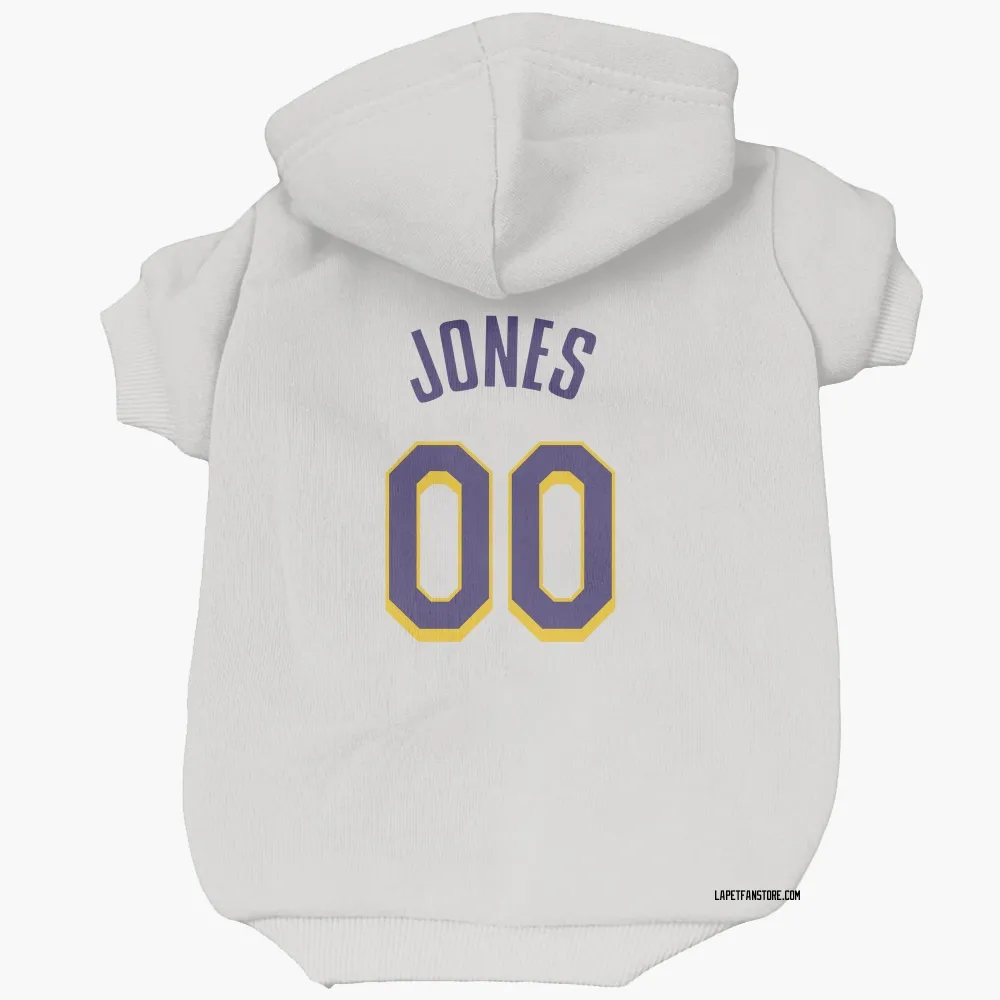 Los Angeles Lakers Tevian Jones White Purple Pet Hoodie for Dog & Cat
