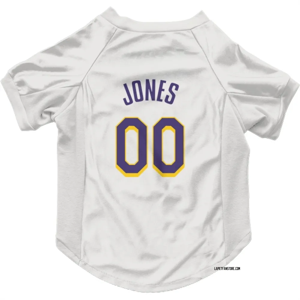 Los Angeles Lakers Tevian Jones White Purple Pet Jersey for Dog & Cat